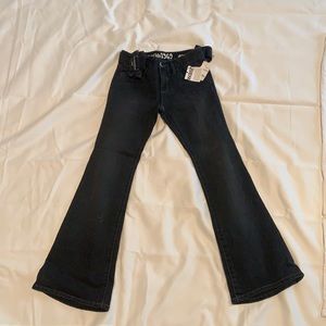 Girls Gap kids flared black jeans with bow belt